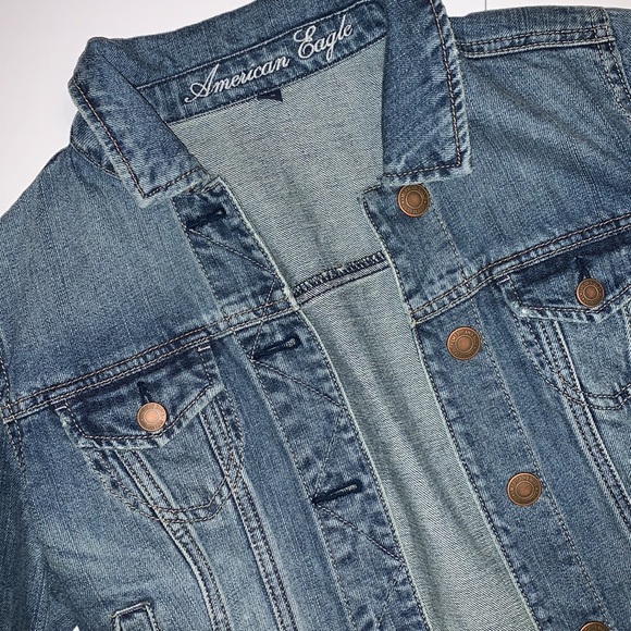 American Eagle Dark Wash Denim Jean Jacket Medium - Picture 2 of 4
